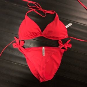 Neon orange-ish pink bikini from aquarose